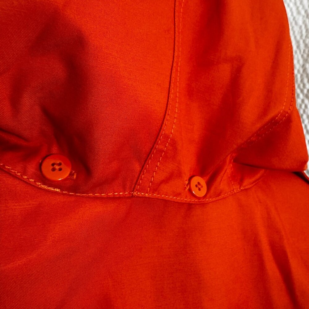 Michael Kors Women's Poppy Orange Belted Trench Coat Pocket Gold Buttons Size S - Picture 11 of 11